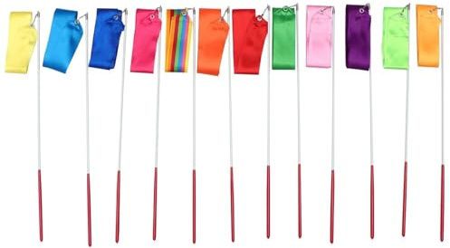 DKJAHSEK Nastro Ginnastica Ritmica 12 Pezzi di Nastri di Seta da Ballo, Vestiti for Bambini, di Danza, di Ginnastica, di Nastri artistici, di Anelli for Ragazze, Set di Nastri da Ballo.