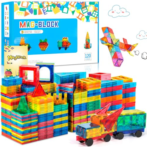 JUQG 120 delar Magnetiska byggklossar Leksaker Magnetiska byggleksaker Pedagogiska byggstenar Leksaker Byggleksaker för barn Lämplig för 3+ barn
