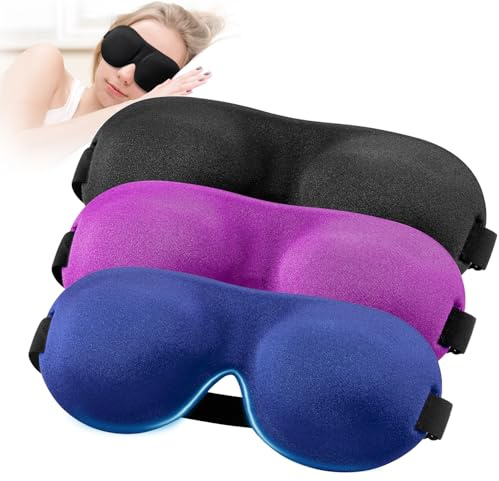 YIVIEW Sleep Mask for Back and Side Sleeper 3 Pack, 100% Blackout Eye Mask