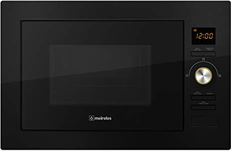 Meireles MMI 25 BL Einbaumikrowellengerät (integriert, Grill-Mikrowelle, 25 l, 900 W, Tasten, drehbar, Schwarz