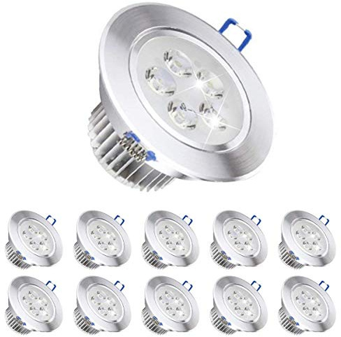 MODOAO Pack of 10, 110V 5W Dimmable LED Recessed Ceiling Light Downlights Spotlight,Warm White,480-500 Lumen(Equivalent 50W)