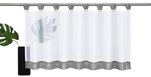 SIMPVALE - Tenda a mantovana corta, per finestra, decorazione interna per cucina, balcone, larghezza 145 cm, lunghezza 60 cm, colore: grigio