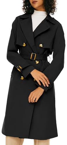 Orolay Long Trench Coat for Women with Belt Lightweight Double-Breasted Duster Trench Coat Slim Fit Black M