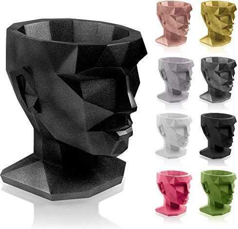 CONCRETTE Blumentopf Blumenkübel Zement-Pflanzkübel Übertopf aus Beton Aphrodite Ø 13 cm | 17 Farben, Black Metallic, 21x17x22 cm