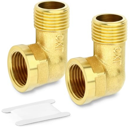 ERGAOBOY 2 piezas 1/2 BSP latón hembra a macho conector de tubo de codo de 90 grados, apto para conexión de tubería