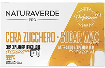 Naturaverde | PRO - Cera Depilatoria Idrosolubile con Zucchero e Miele, Per Uso in Microonde o Bagnomaria, Cera a Caldo, Ceretta a Caldo, Barattolo da 250ml
