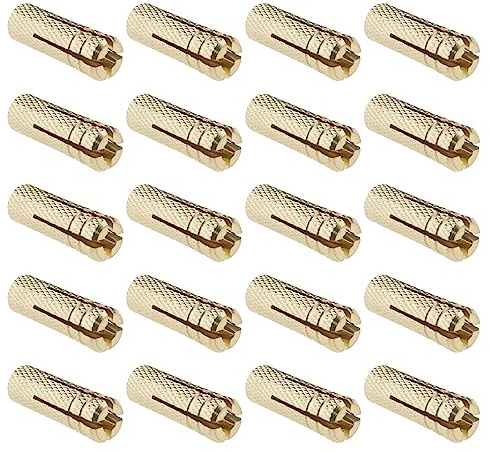 SG Store 20pcs M6 - Pernos de expansión con patrón de presión interna de latón, tacos de anclaje de pared, hardware de fijación enchufable para anclaje en ladrillos sólidos de hormigón