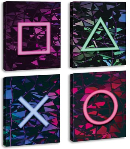 KAIRNE 4er Set Gamer Wandbilder,Moderne Poster Gamer,Wandbild Kinderzimmer Jungen,Bunte Gaming Wandbilder,Wandtattoo Junge Teenager,Videospiel Wandstikcer für Schlafzimmer Deko Geschenk