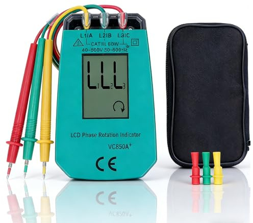 Tester Rotazione Fasi Di Fase, AC 40‑600V Sequenzimetro Trifase Indicatore Rotazione Fase, 3-Phase Tester Di Rotazione Di Fase Misuratore Della Sequenza Fasi Indicatore Di Sequenza Tester Di Tensione