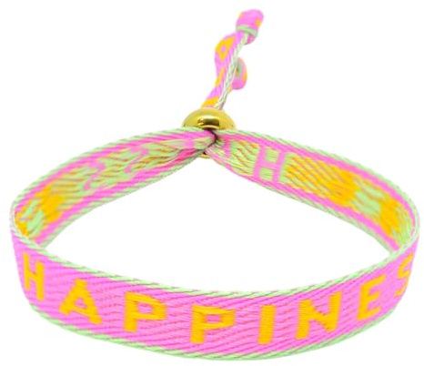 Selfmade Jewelry - Statement Festival Armband Stoff Armband Damen Stoffarmbänder in Pink für Festival Outfit Damen handmade Germany (HAPPINESS (Pink-Orange-Grün))