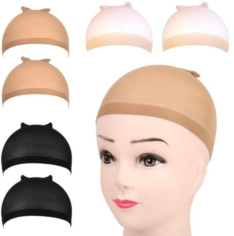 6pcs Bonnets de Perruque pour Femme,Casquettes Filet Cheveux Perruque, Bonnet Unisexe Wig Caps de Perruque Filet à cheveux HD pour Homme et Femme, neutres nue et noir