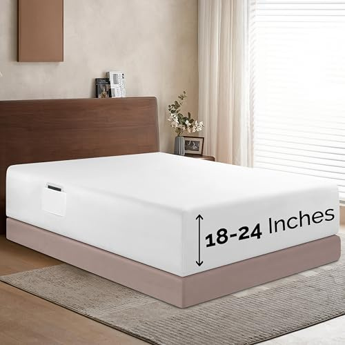 Elegant Comfort 1500 Premium Hotel Quality 18-24 Inches Deep - Extra Deep Pocket Single Fitted Sheet for High Mattress, Luxury and Softest, Smart Pocket - Wrinkle Free, King, White