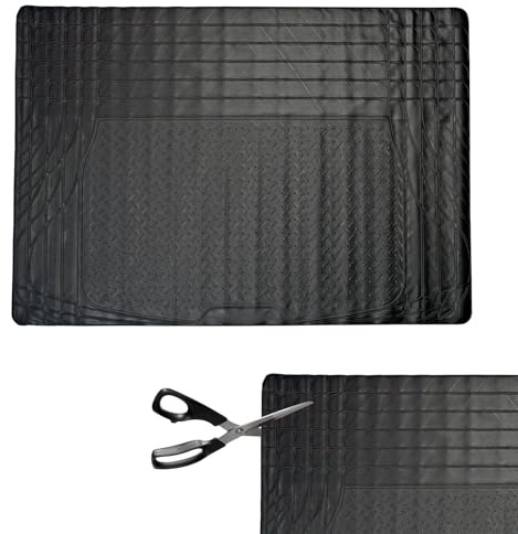 Crystals Universal Rubber Car Boot Mat – Heavy-Duty Waterproof Liner – Trim to Fit Non-Slip Protector for SUV, Car, Van & Truck – Black Boot Tray Mat (118.5cm x 80cm)