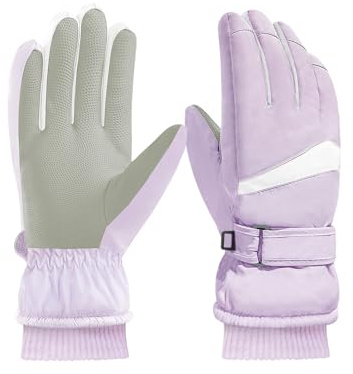 Feelorna - Guantes de invierno para mujer, impermeables, térmicos, con pantalla táctil, forrados de forro polar y superficie, guantes cálidos para ciclismo, esquí, deportes al aire libre (Lavanda)