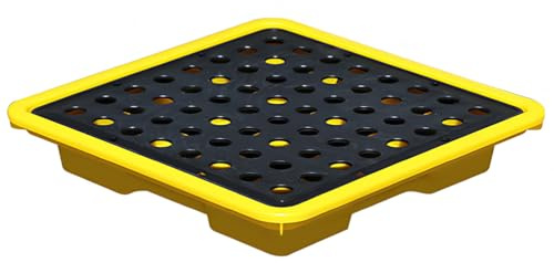 Vexorium Vaschetta di Contenimento con Griglia Removibile – Resistente ai Prodotti Chimici, Facile da Pulire, Impilabile, per Laboratorio, Officina e Fusti di Olio,33 * 33 * 5.8cm