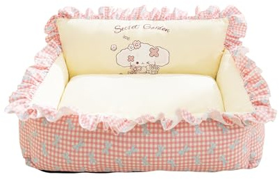 Galatée Cuccia Per Cani, Cuccia Per Animali Domestici Con Fodera Rimovibile e Lavabile, Nido Per Gatti Resistente Da Interno, Divano Per Animali Domestici Con Fondo Antiscivolo(L, Rosa)