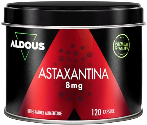 Astaxantina Natural Pura 8 mg - 120 Perlas de 160 mg Aceite Rico en Astaxantina - Alga Haematococcus Pluvialis - Antioxidante Potente - Sistema Inmune y Salud Ocular - ALDOUS