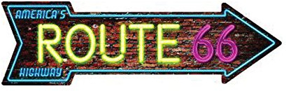 Route 66 Neon Novelty Metal Arrow Sign A-285