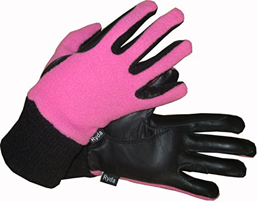 Ryda Childrens Winter Fleece Backed Leather Horse Riding Gloves for Children age 3-9yrs