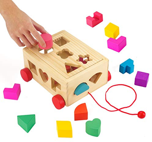 Surplex Gioco Forme a Incastro per Bambini in Legno Tridimensionali Classico Giocattolo Educativo Cubo Legno Giochi per Promuovere Il Riconoscimento e la Concentrazione delle Forme
