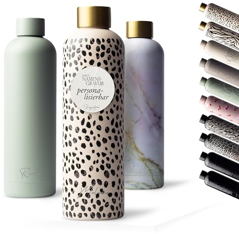 MAMEIDO Edelstahl Trinkflasche personalisiert 750 ml, auslaufsichere Trinkflasche mit Namen, Namensgravur als personalisiertes Geschenk (personalisiert)