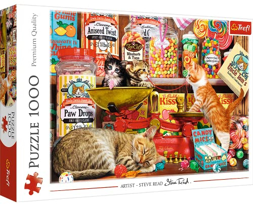 Trefl 1000 Elements, Sweet Kittens, Cat Lovers, Tea, Creative Entertainment, Gift, Fun, Classic Puzzle, Colour Treats, Katzensüßigkeiten, 10630