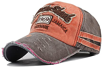 YULOONG Berretto da Baseball in Cotone Vintage Moda Denim Lavato Retro Bordo Sfrangiato Cappello da Sole Cappello da Camionista Ricamato Cappellino Sportivo Casual Taglia Regolabile per Uomo Donna