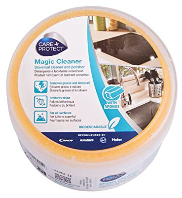 Limpiador y pulidor universal Care + Protect, para todas las superficies, elimina la grasa y la cal, restaura el brillo, 300 g, esponja incluida