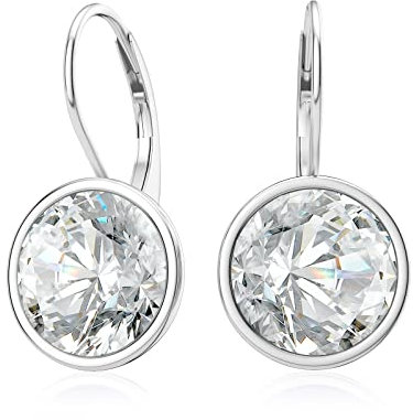 LANBEIDE Sterling Silber Hängend Ohrringe Kristalle Leverback Ohrringe mit Runden Cubic Zirkon für Damen