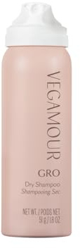 VEGAMOUR GRO Dry Shampoo Travel Size, Volumizing Dry Shampoo Spray Formulated Without Benzene, Supports Thicker Fuller Looking Hair, Natural Citrus Scent, 1.8 oz