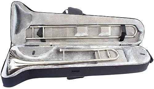 Emajor B-alto Trombón, Instrumento Musical Trombón Banda Profesional Latón, con Estuche (Blanco)