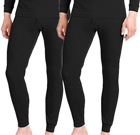 BestSale247 - Confezione da 2 pezzi di calzamaglia termica da uomo, biancheria intima calda con morbida parte interna, M