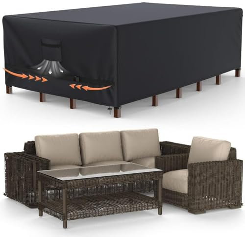 Oleic Housse Table de Jardin 250 * 210 * 90cm, 600D Oxford Housse Salon de Jardin Exterieur, Bache Table Exterieur Résistante à l'hiver et Imperméable pour Meuble Rectangulaires