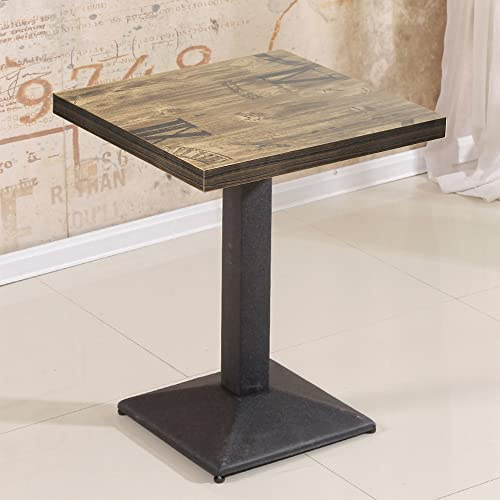 OHMG Table a Manger Carrée, Table de Salle à Manger Industriel Rétro, Tables de Bistrot pour 4 Personnes, Tables de Cuisine de Bar en Bois avec Pieds en Fer,Carrée Industriel,60 * 60 * 75CM (A)