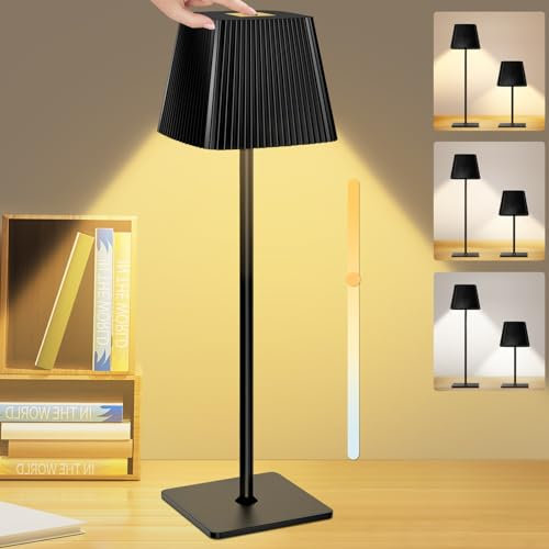 Onherm Lampada Led da Tavolo Senza Fili Ricaricabile, Lampada Touch Da Comodino, Dimmerabile, Impermeabile (Rettangolare dimmerabile)