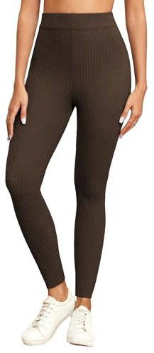 Famulily High Waisted Rib Knitted Leggings for Women UK, Ladies Slim Fittd Stretchy Autumn Winter Warm Tights