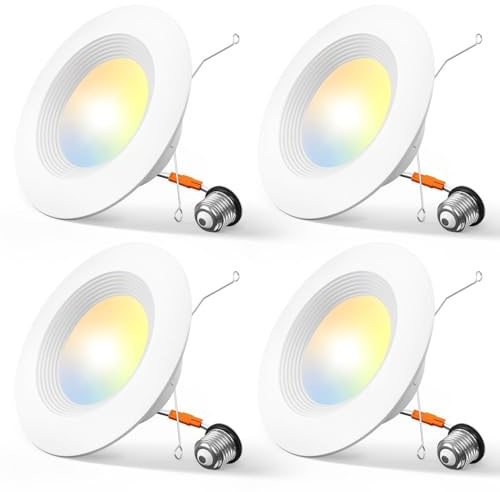 Amico 4 Pack 5/6 inch 5CCT LED Recessed Lighting, Retrofit Can Light, White