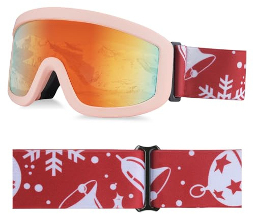 YooxArmor Maschera da Sci Bambino,Occhiali da Snowboard con Doppie Lenti per 6-14 Anni Ragazzi Ragazze,OTG Protezione UV400 al 100% Anti Nebbia per Sci Snowboard Sport Invernali,Compatibile con Casco