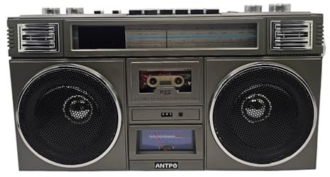 Retro Boombox Haut-parleur Bluetooth 30 W avec radio Style vintage Lecteur cassette Design portable sans fil