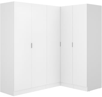 Vente-unique - Armoire d'angle 5 Portes - L173 cm - Blanc - LISTOWEL