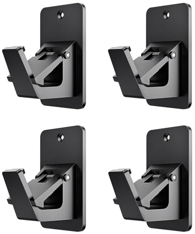 Universal Curtain Rod Holders, No Drill Curtain Rod Brackets, Self Adhesive Curtain Rod Brackets Up to 30 LB, Nail Free Curtain Rod Hooks for Bathroom, Bedroom, Livingroom, Kitchen (4PC, Black)