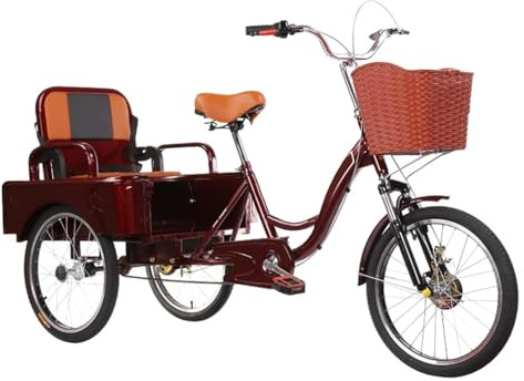 Justerbar lastcykel, Vuxen justerbar lastpassagerartrehjuling 20 tums 3-hjulig flerfärgad