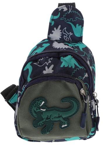 PLAFOPE Bolso Bandolera de Dinosaurio, Bolso de Pecho Azul de Nailon Resistente, Riñonera Cruzada Pequeña para Uso Diario y Viaje, Mochila Infantil Funcional y Moderna