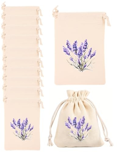 GONZTEL 10 Pezzi Sacchetti Cotone per Lavanda Vuoti con Coulisse, Bustine Riutilizzabili per Armadio, Antitarme & Profumo Fresco Biancheria