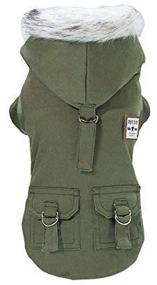 Vestiti per cani Cappotto ispessito Felpe con cappuccio Abbigliamento da lavoro Cane Uniforme militare Maglione dell'esercito Giacca di cotone per cani di piccola taglia Cane medio Gatto (verde,XXL)