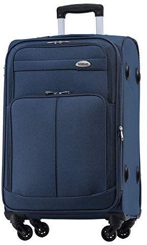 BEIBYE Leichter Stoffkoffer Kofferset Trolley Außentaschen Dehungsfuge mehr Stauraum mit Zahlenschloss (Blau, XL-Großer Koffer-74cm)