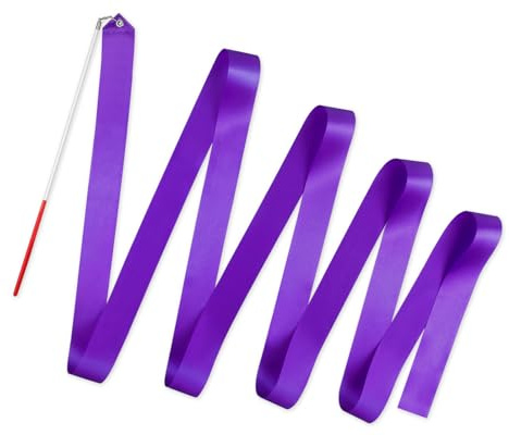 SCSpecial Nastri da ballo con bacchette, 4 m, nastro per ginnastica ritmica Streamer da ballo per bambini Baton Twirling (viola)