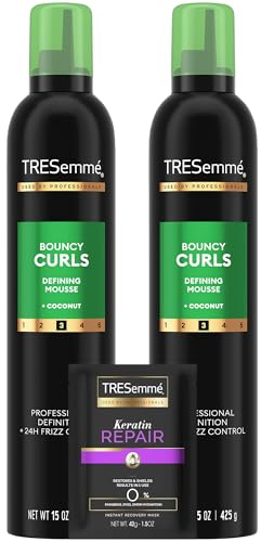 TRESemmé Defining Hair Mousse, Bouncy Curls 2-Pack – Curly Hair Products with Nourishing Coconut & Avocado Oil + Keratin Hair Mask