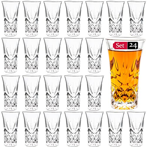 JAIEF Tequila Glasses Heavy Base Shot Glass Cordial Glasses 2 OZ (24)