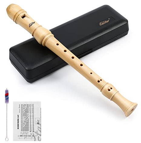 Eastar Sopran-Blockflöte im deutschen Stil für Anfänger, Kind, C-Taste, Ahornholz, 3-teilig, mit Hartschalenkoffer, Grifftabelle, ERS-31GM